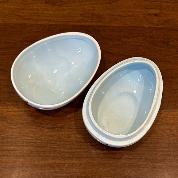 🌟3xHP🌟Blue Floral Ceramic Easter Egg Trinket Dish Decoration - Picture 6 of 8